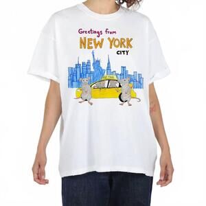 NEW UNFORTUNATE PORTRAIT greetings from new york boyfriend tee in white